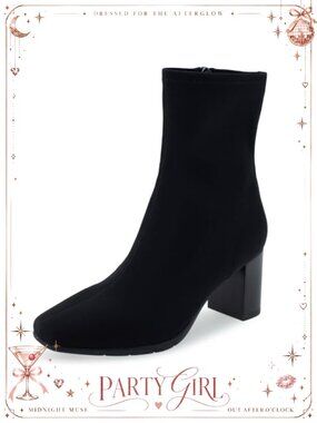 Womens Miley Ankle Bootie Faux Suede Memory Foam Block Heel